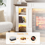 LGHM 72" Electric Fireplace with Mantel, Fireplace TV Stand for TVs Up to 80 Inch, Modern Entertainment Center with Storage, Realistic Stacked Stone Surround with Remote Control for Living Room