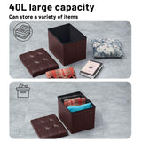 Bsketa Storage Ottoman, Folding Foot Stool with Thicker Foam Padded Seat Small Leather Storage Ottoman Bench Foot Rest for Living Room Foldable Coffee Table 17x13x13in,Black