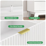 Fluted Dresser for Bedroom with 9 Drawers, 57" Wide Modern Chest of Drawers with Metal Handle, Wooden Dresser TV Stand, Wood Closet Clothes Storage Organizer for Living Room, Hallway, Natural Oak