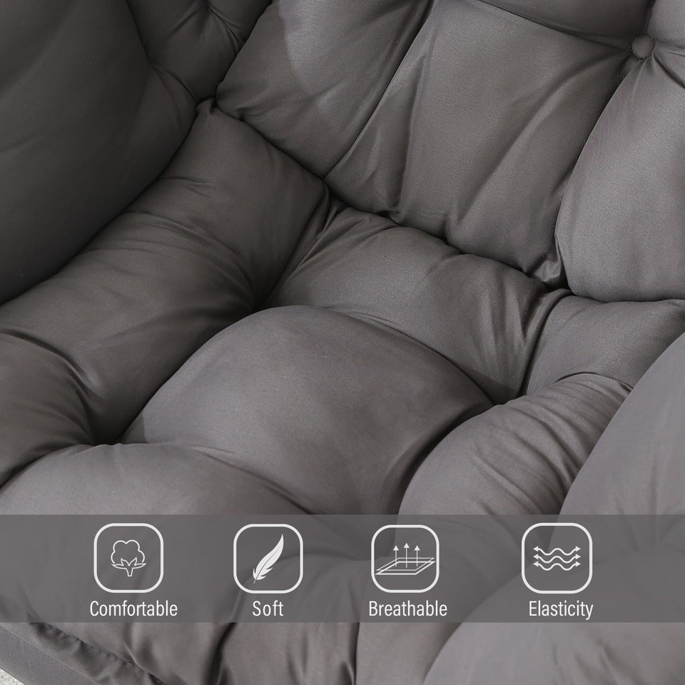 Welnow Lazy Chair with Ottoman, Modern Lounge Accent Chair with Armrests and a Side Pocket, Leisure Sofa Armchair, Reading Armchair with Footrest for Small Space, Dark Grey