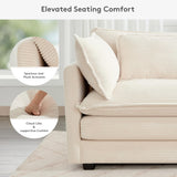 ROWHY 150'' Modular Sectional Sofa Cloud Couch, Corner Sofa Big Comfy Corduroy Oversized L Shaped Couch with 4 Pillows, Chaise, Ottoman, Deep Seat Couches for Living Room Office, Dark Grey