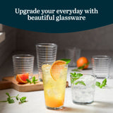 Libbey Ascent Tumbler and Rocks Drinking Glasses Set of 16, Glass Drinking Glasses with Curvature, Versatile Glassware Set for Parties and More