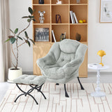 Welnow Lazy Chair with Ottoman, Modern Lounge Accent Chair with Armrests and a Side Pocket, Leisure Sofa Armchair, Reading Armchair with Footrest for Small Space, Dark Grey