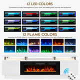 OneBlis 70" TV Stand for Living Room, Modern Entertainment Center & Media Console, Fits TVs up to 80", Storage Cabinet with Shelves, 36" Electric Fireplace with LED Flame (All Black)