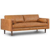 POLY & BARK Napa 72" Apartment Sofa – Italian-Tanned Full-Grain Pure-Aniline or Semi-Aniline Leather, Feather-Down Cushioning, Kiln-Dried Solid Wood Frame, Walnut Legs - Cognac Tan