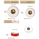 MALACASA Plates and Bowls Sets, 24 Pieces Modern Porcelain Dinnerware Set for 6 Ceramic Dishware Dishes White Kitchen Dinner Dining Ware Set wtih Black Rim Microwave and Dishwasher Safe, Series LUNA