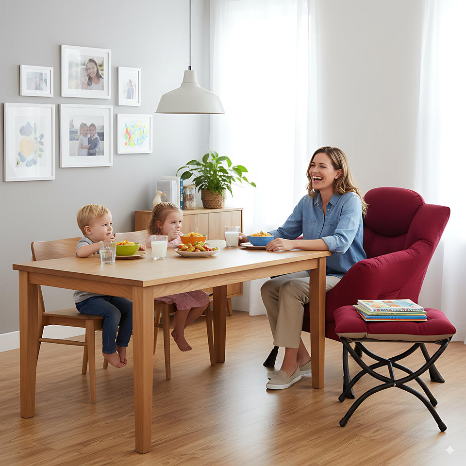 LITA Lazy Chair with Ottoman, Modern Accent Leisure Upholstered Lazy Sofa Armchair, Contemporary Lounge Reading Chair with Armrests and a Side Pocket for Living Room, Bedroom & Small Space, Dark Grey