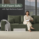 Boneless Sectional Cloud Couch Sofa for Living Room, 112" U-Shaped Modular Modern Lounge Sleeper Black Couches with Chaise, No Assemble, Cordury Compression Upholstered Sofas