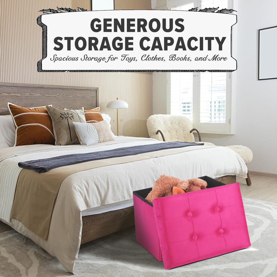 LINMAGCO Ottoman Storage Ottoman with Storage Small Foot Rest Stool Under Desk Stool Short Folding Footrest Linen Cloth Dark Gray 16X12X12IN