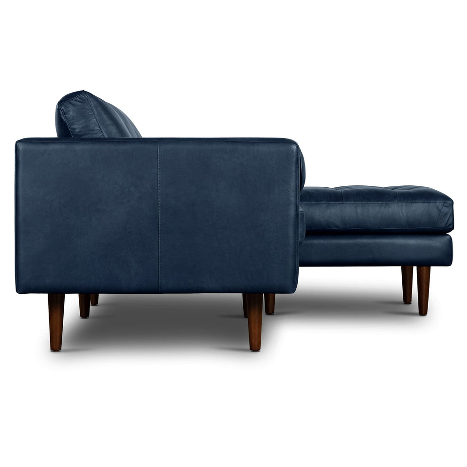 POLY & BARK Napa 72" Apartment Sofa – Italian-Tanned Full-Grain Pure-Aniline or Semi-Aniline Leather, Feather-Down Cushioning, Kiln-Dried Solid Wood Frame, Walnut Legs - Cognac Tan