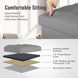 Storage Ottoman Foot Rest Stool, Foldable Leather Footstool Storage Bench with Thicker Foam Padded Seat. Foot Rest Under Desk for Living Room Bedroom 350 lbs, 17x13x13 in, Brown