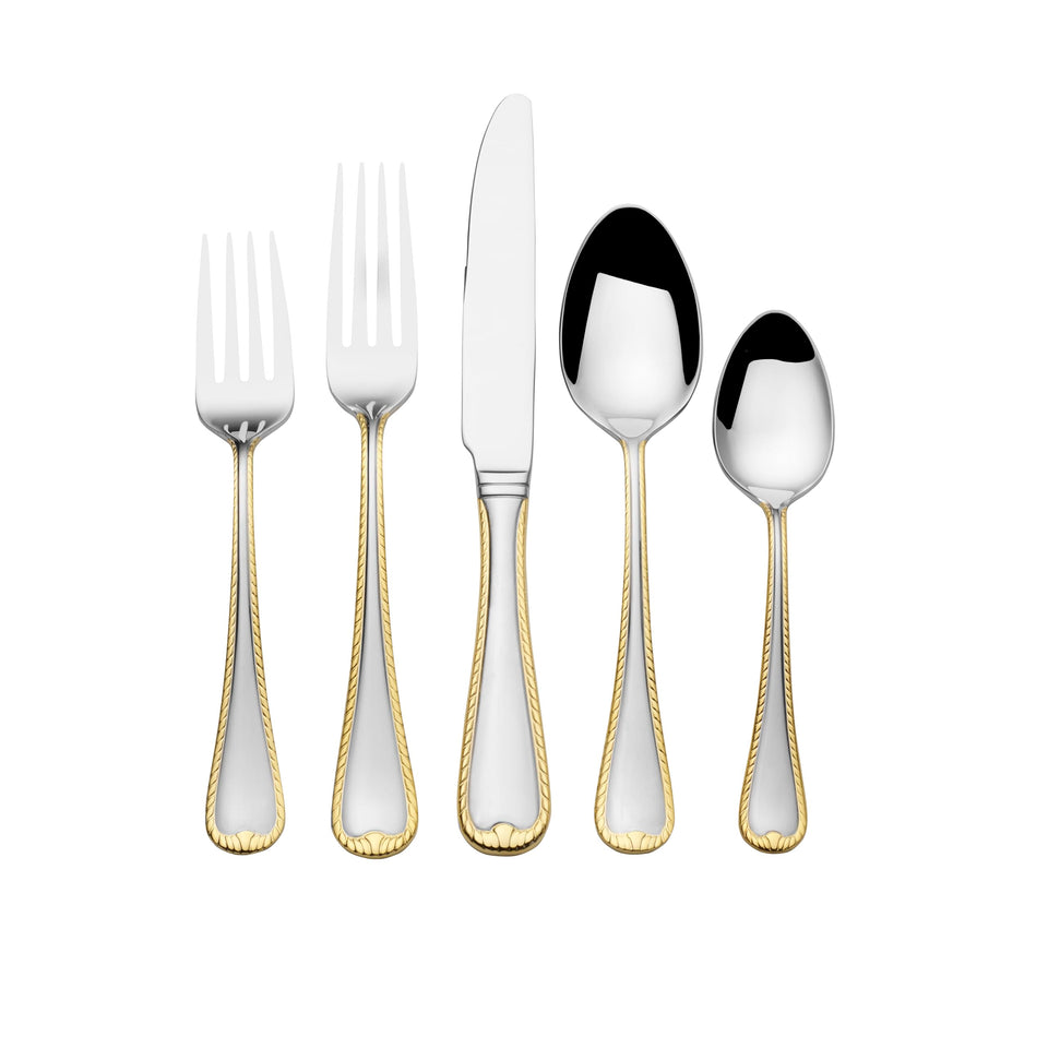 Mikasa Regent Bead 65-Piece Flatware Set for 12, 18/10 Stainless Steel Silverware with Full Service and Serving Utensils, Classic Beaded Edge Design