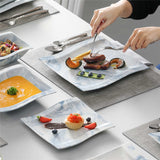 MALACASA Ivory White Dinnerware Sets, 30-Piece Porcelain Plates and Bowls Sets, Modern Dish Set for 6, Square Plates Dinnerware Set Kitchen Dishware Sets, Microwave and Dishwasher Safe, Series Flora