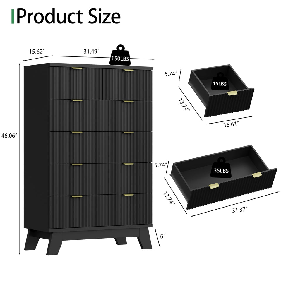 Fluted Dresser for Bedroom with 9 Drawers, 57" Wide Modern Chest of Drawers with Metal Handle, Wooden Dresser TV Stand, Wood Closet Clothes Storage Organizer for Living Room, Hallway, Natural Oak
