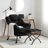 LITA Lazy Chair with Ottoman, Modern Accent Leisure Upholstered Lazy Sofa Armchair, Contemporary Lounge Reading Chair with Armrests and a Side Pocket for Living Room, Bedroom & Small Space, Dark Grey