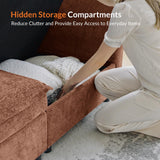 HULALA HOME 127'' Modular Sectional Sofa, Oversized U Shaped Couch with Storage Ottoman, Comfy Chenille Sofa with Deep Seat, 6 Seat Convertible Couches for Living Room, Beige