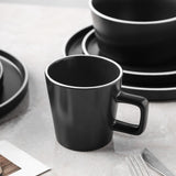 Stone Lain Celina Stoneware 32 Piece Dinnerware Set, Plates and Bowls, Black Matte Dish Collection, Service for 8 – Contemporary Minimalist Style, Microwave & Dishwasher Safe