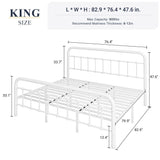 Allewie King Size Metal Platform Bed Frame with Victorian Style Wrought Iron-Art Headboard/Footboard, No Box Spring Required, Black