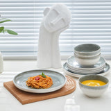 Pokini 24 Piece Dinnerware Sets for 8, Modern Stoneware Plates and Bowls Setst, Perfect for Family Gatherings & Holiday Celebrations, Easy Cleaning Dishes Set, Stack Compactly Dishware, Brown Green