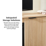 Walker Edison Chloe Reeded TV Stand with Fireplace Insert, 75 Inch, 70 Inch, Coastal Oak