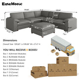 EASE MOOSE Leather Sectional Couch, Oversized Modular Sectional Sofas, Wide Deep Seat Modular Couch, Scratch Resistant Faux Leather Material, L Shaped Sofa for Big Spaces,Beige