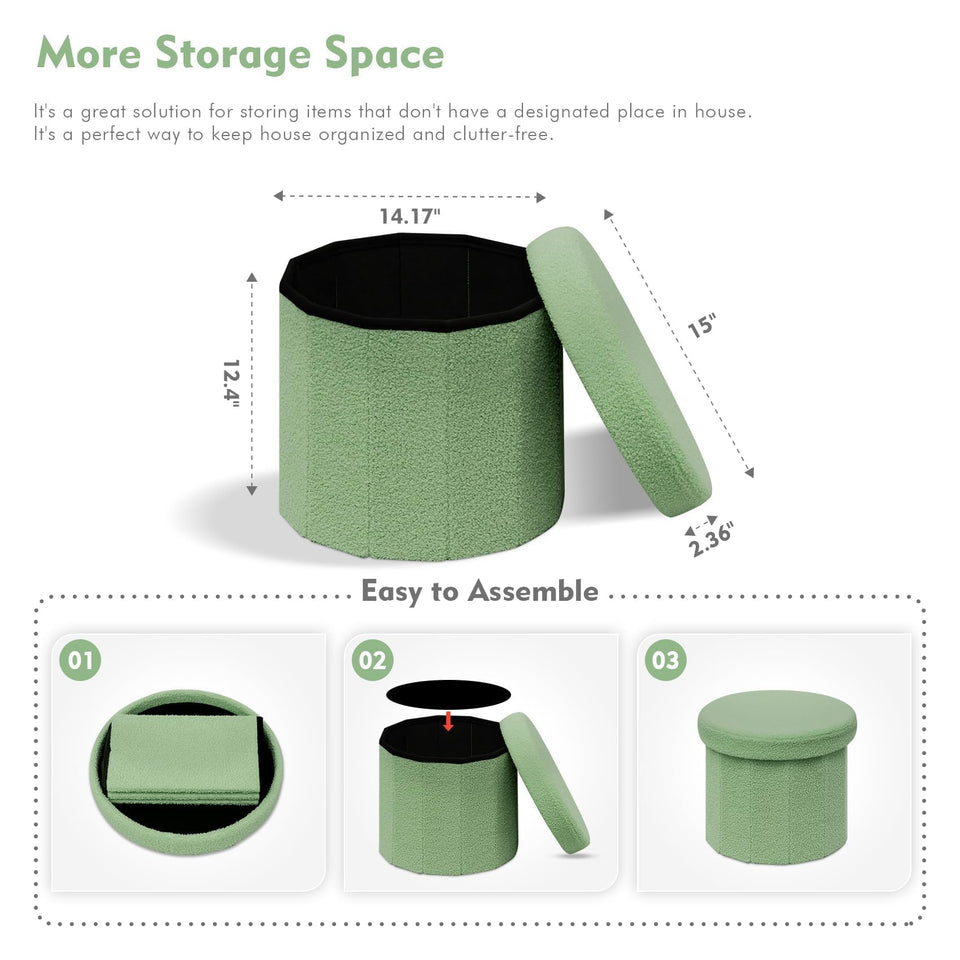 B FSOBEIIALEO Storage Ottoman Cube, Flowers Shaped Ottomans with Storage Foot Stool Footrest for Lving Room, Boucle Ottoman Seat for Dorm Room,Faux Teddy Fur, Cream White 12.6"x12.6"x12.6"