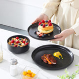 MALACASA Plates and Bowls Sets, 24 Pieces Modern Porcelain Dinnerware Set for 6 Ceramic Dishware Dishes White Kitchen Dinner Dining Ware Set wtih Black Rim Microwave and Dishwasher Safe, Series LUNA