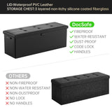 DocSafe Storage Ottoman with Lock,Fireproof Folding Ottoman Foot Rest Stool Storage Chest with Storage Safe for Important Documents,Waterproof 17 Inches Short Ottoman Foot Stool with Handles,Black