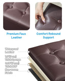 AmasSmile Storage Ottoman Folding Foot Rest Stool, Leather Footstool Bench, Short Ottoman Stool, Storage Foot Rest Store, Books (Black, 17" D x 13" W x 13" H)