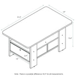 FURINNO Turn-N-Tube Coffee Table, 31.22D x 15.5W x 15.8H in, French Oak Grey/Black/Black