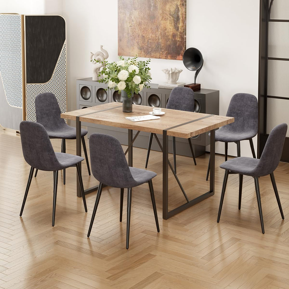 MUUOKY Dining Table Set for 4, Modern 55'' Wood Dinette Table Set for 4 with Fabric Dining Chairs,Table and Chairs Set of 4,Ideal for Kitchen Dining Room