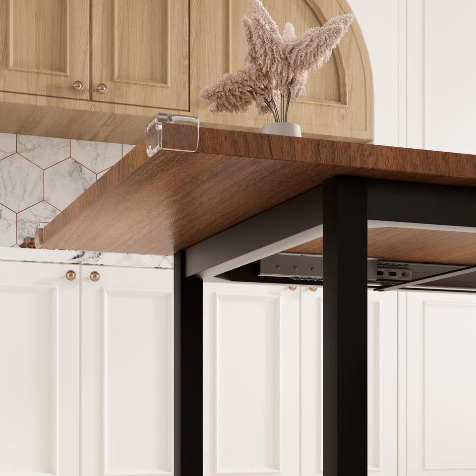 Feonase 5-Piece Dining Table Set for 4-8 People, 63" Large Extendable Kitchen Table Set with 2 Benches and 2 Square Stools, Dining Room Table with MDF Wood Board, Easy Assembly, Black