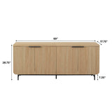 Walker Edison Reema Fluted 4-Door Kitchen Sideboard Buffet Console, 69 Inch, Coastal Oak