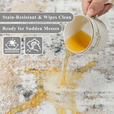 12x15 Area Rug for Living Room – Large Modern Neutral Abstract Thin Washable Carpet, Soft Low Pile Non-Slip Stain-Resistant for Bedroom Dining Room Home Office (Beige Grey)