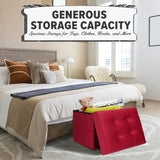 LINMAGCO Ottoman Storage Ottoman with Storage Small Foot Rest Stool Under Desk Stool Short Folding Footrest Linen Cloth Dark Gray 16X12X12IN