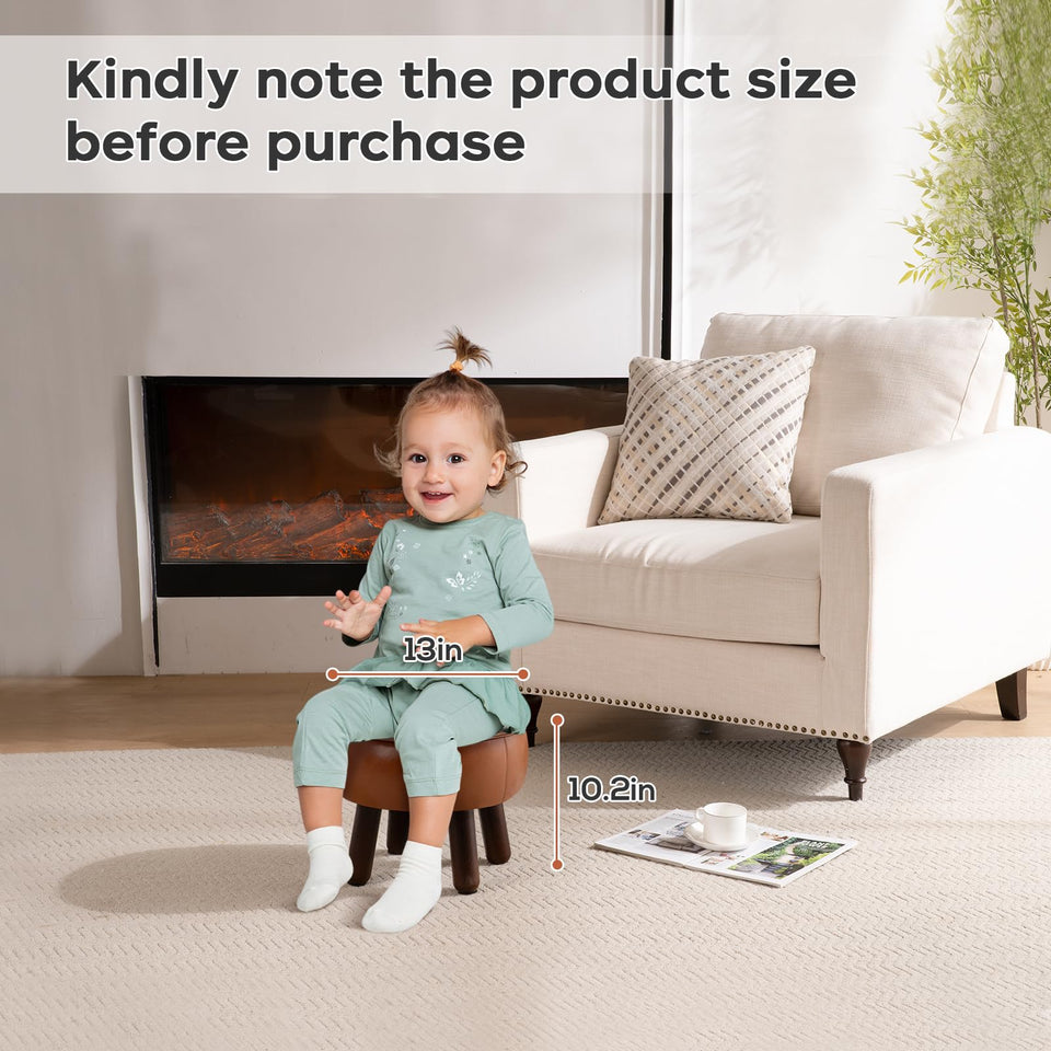 oakvivo 13in Small Foot Stool Ottoman, Round Faux Leather Foot Rest for Couch, Under Desk Pouf Footstool Footrest with Non-Skid Rubber Legs for Ling Room, Bedroom, 13''L x 13''W x 10.2''H, Green