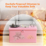 DocSafe Storage Ottoman with Lock,Fireproof Folding Ottoman Foot Rest Stool Storage Chest with Storage Safe for Important Documents,Waterproof 17 Inches Short Ottoman Foot Stool with Handles,Black