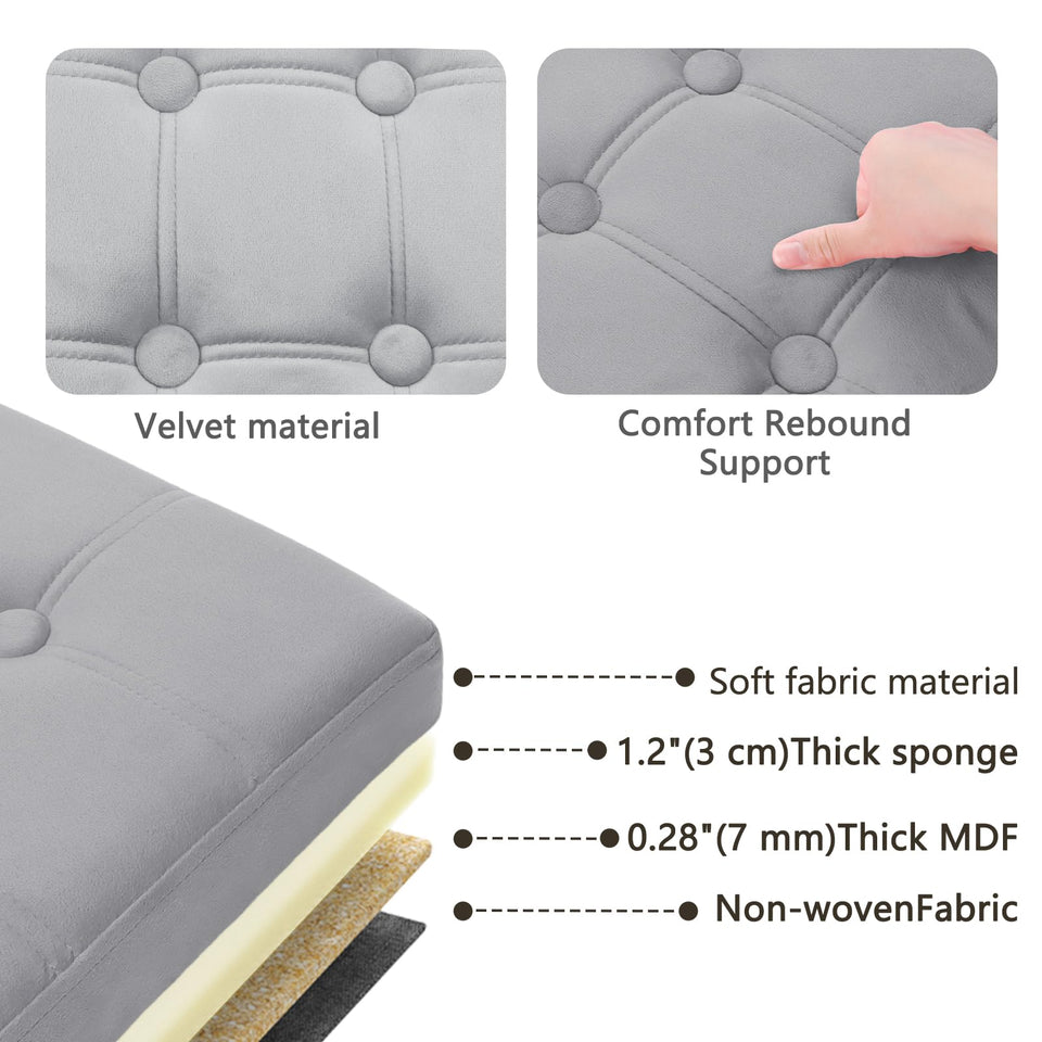 AmasSmile Footrest Ottoman Bench with Storage,34Inch Black Leather Footstool, Coffee Table, Padded Seat, Storage Chest,Blanket Store with Flipping Lid for Livingroom and Bedroom