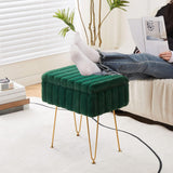 Wimarsbon Storage Ottoman, Vanity Stools with Metal Legs, 16.5" x 11.8" x 18" Modern Faux Mink Fur Footstool, Makeup Chair with Anti-Slip Feet, Accent Table,Footrest,Storage Bench for Bedroom