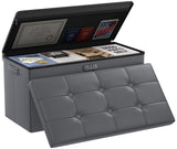 DocSafe Storage Ottoman with Lock,Fireproof Folding Ottoman Foot Rest Stool Storage Chest with Storage Safe for Important Documents,Waterproof 17 Inches Short Ottoman Foot Stool with Handles,Black