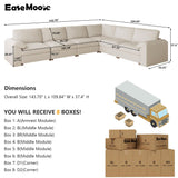 EASE MOOSE Leather Sectional Couch, Oversized Modular Sectional Sofas, Wide Deep Seat Modular Couch, Scratch Resistant Faux Leather Material, L Shaped Sofa for Big Spaces,Beige