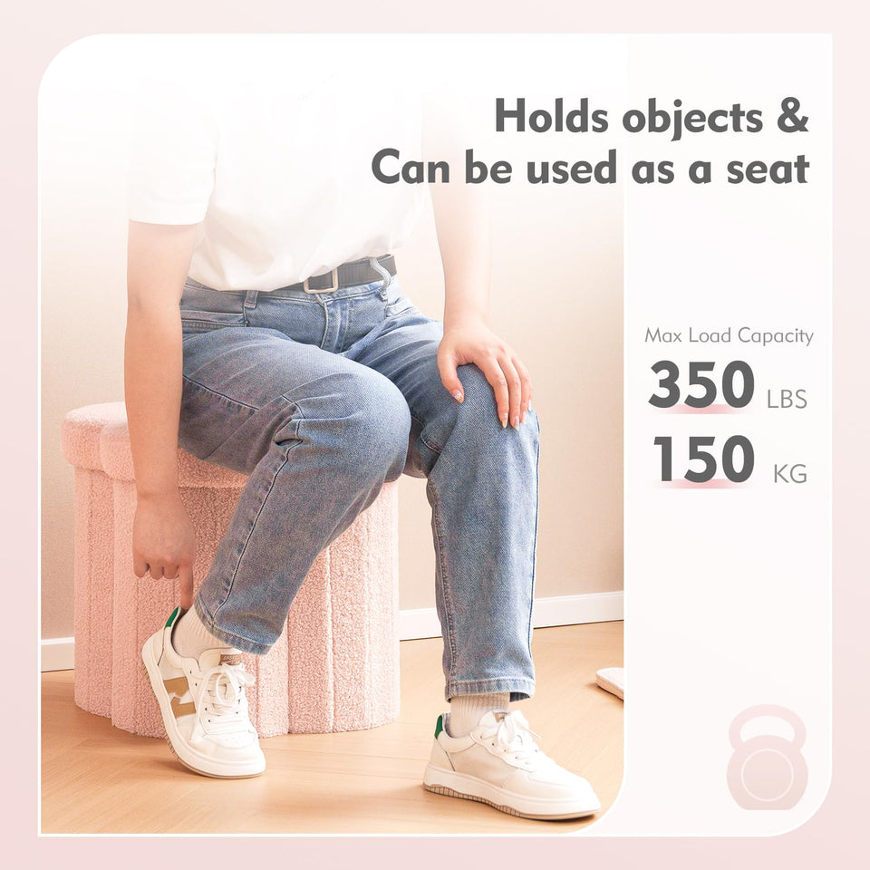 B FSOBEIIALEO Storage Ottoman Cube, Flowers Shaped Ottomans with Storage Foot Stool Footrest for Lving Room, Boucle Ottoman Seat for Dorm Room,Faux Teddy Fur, Cream White 12.6"x12.6"x12.6"