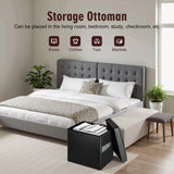 Storage Ottoman Foot Rest Stool, Foldable Leather Footstool Storage Bench with Thicker Foam Padded Seat. Foot Rest Under Desk for Living Room Bedroom 350 lbs, 17x13x13 in, Brown