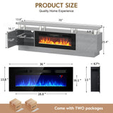 OneBlis 70" TV Stand for Living Room, Modern Entertainment Center & Media Console, Fits TVs up to 80", Storage Cabinet with Shelves, 36" Electric Fireplace with LED Flame (All Black)