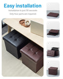 Bsketa Storage Ottoman, Folding Foot Stool with Thicker Foam Padded Seat Small Leather Storage Ottoman Bench Foot Rest for Living Room Foldable Coffee Table 17x13x13in,Black