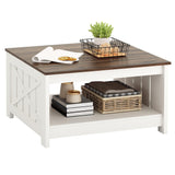 YITAHOME Coffee Table Farmhouse Coffee Table with Storage Rustic Wood Cocktail Table, Square Coffee Tables for Living Meeting Room with Half Open Storage Compartment, Grey Wash