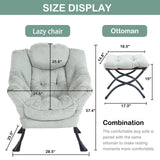 LITA Lazy Chair with Ottoman, Modern Accent Leisure Upholstered Lazy Sofa Armchair, Contemporary Lounge Reading Chair with Armrests and a Side Pocket for Living Room, Bedroom & Small Space, Dark Grey