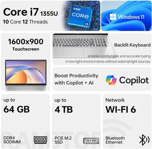 HP 17 Laptop, 17.3" HD+ Touchscreen Display