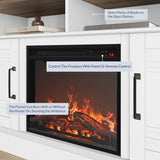 BELLEZE Traditional 58" Rustic TV Stand with 23" Electric Fireplace Heater with Sound, Media Entertainment Center Console Table for TV up to 65" with Open Storage Shelves and Cabinets - Espresso