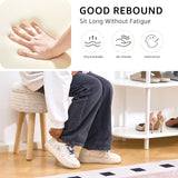 Wimarsbon Pouf Ottoman, 100% Cotton Knitted Boho Footstool, Round Footrest with Non-Skid Wood Legs, Home Décor Handmade Pouffe, Leisure Floor Step Stool for Living Room (Beige)